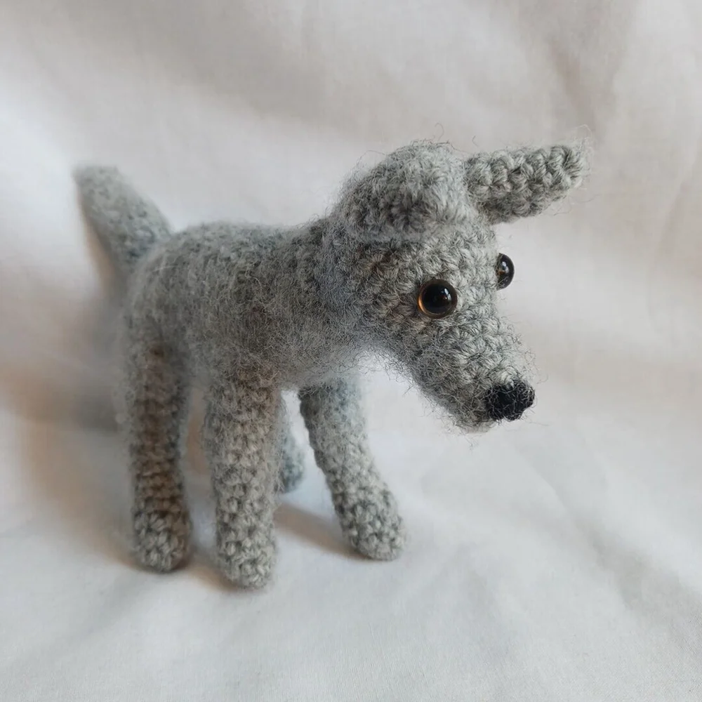 Handmade Crocheted Wolf Plush Stuffed Animal Toy